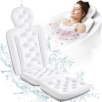 Full Body Bath Pillow for Bathtub, Thick Bathtub Cushion, Luxury Tub Pillow for Bath for Headrest Neck and Back Support White 51" x 16"