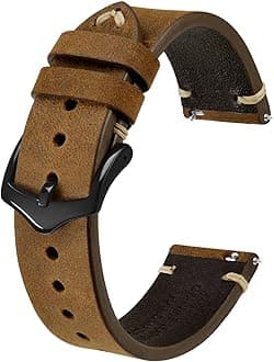 BISONSTRAP Men's Watch Bands, Hand-Stitched Leather Watch Straps, Quick Release, 18mm 19mm 20mm 21mm 22mm