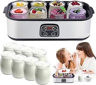 Electric Yogurt Maker with LCD Display, 1400ML Automatic Yogurt Maker Machine with 180ML Glass Containers, Adjustable Temperature and Time Control, Perfect Health Gift for Men Women