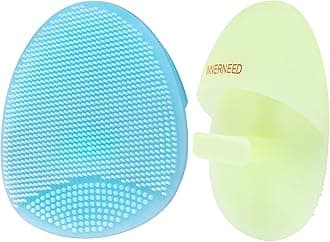 INNERNEED Soft Silicone Facial Cleansing Brush Manual Face Scrubber Exfoliating Massage Scrub Acne Blackheads Remove Handheld Pads for Sensitive, Delicate, Dry Skin (Pack of 2)