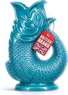 Glug Jug The Bubble Jug® Surf Blue 1.5L Litre Extra Large Fish Shaped Decorative Ceramic Glugging Cocktail, Water and Gin Gurgling Pitcher