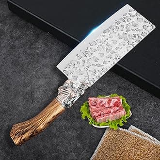 Professional Meat Cleaver Knife Kitchen Chef Knives High Carbon Stainless Steel Ultra Sharp Kitchen Cutting Knife for Meat Vegetable Cooking Tool Outdoor and Home Use (Black-001)