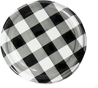 Metal Lug Cap 82 mm Lid for Glass Storage Jars and bottles (brand peerul) (Pack of 6, Black Checkered)