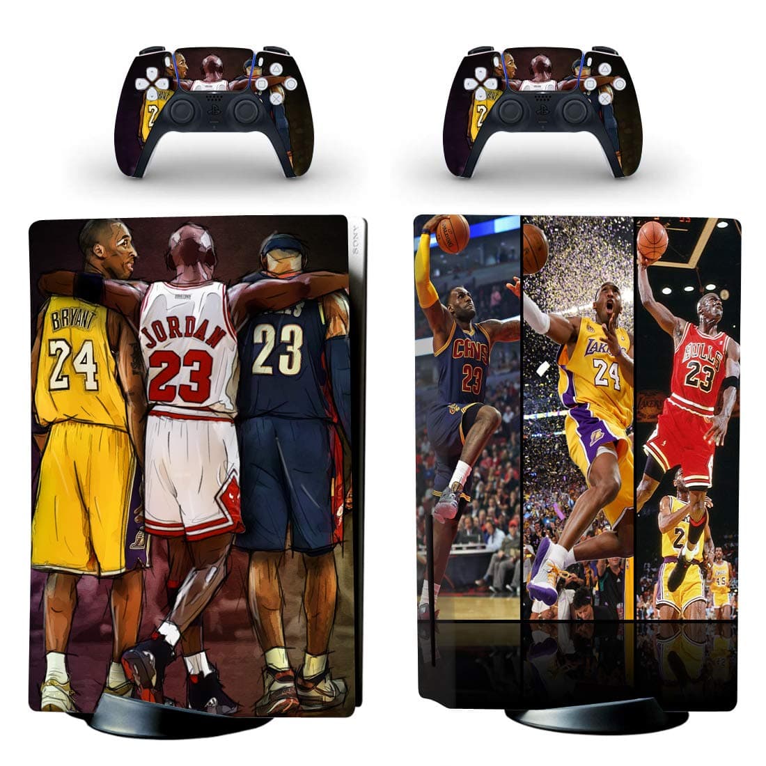 JOCHUI Standard Disc Console Skin Controllers Sticker Decals Compatible with PS5 Console and Controllers Basketball Goat