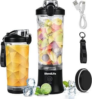 BlendLife Ultra Waterproof Portable Juicer & Blender for Juices, Shakes, Smoothies | Pulse Mode, LED Lights, 230W, 4000mAh Battery, Inbuilt Sipper & Carry Handle, 600ml Convertible Jar – Black