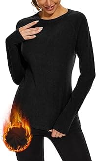 WOWENYThermal Shirts for Women Base Layer Soft Fleece Lined Long Sleeve Top Thermal Underwear Winter Cold Weather