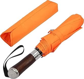 (Designed in UK) Balios Travel Umbrella Luxurious Golden Rosewood Handle Auto Open & Close Windproof Frame Single Canopy Automatic Folding Umbrella Men's & Ladies