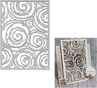 Metal Vines Frame Cutting Dies for Card Making and Photo Album Decorations, Circular Cirrus Background Embossing Die Cuts for DIY Scrapbooking Craft