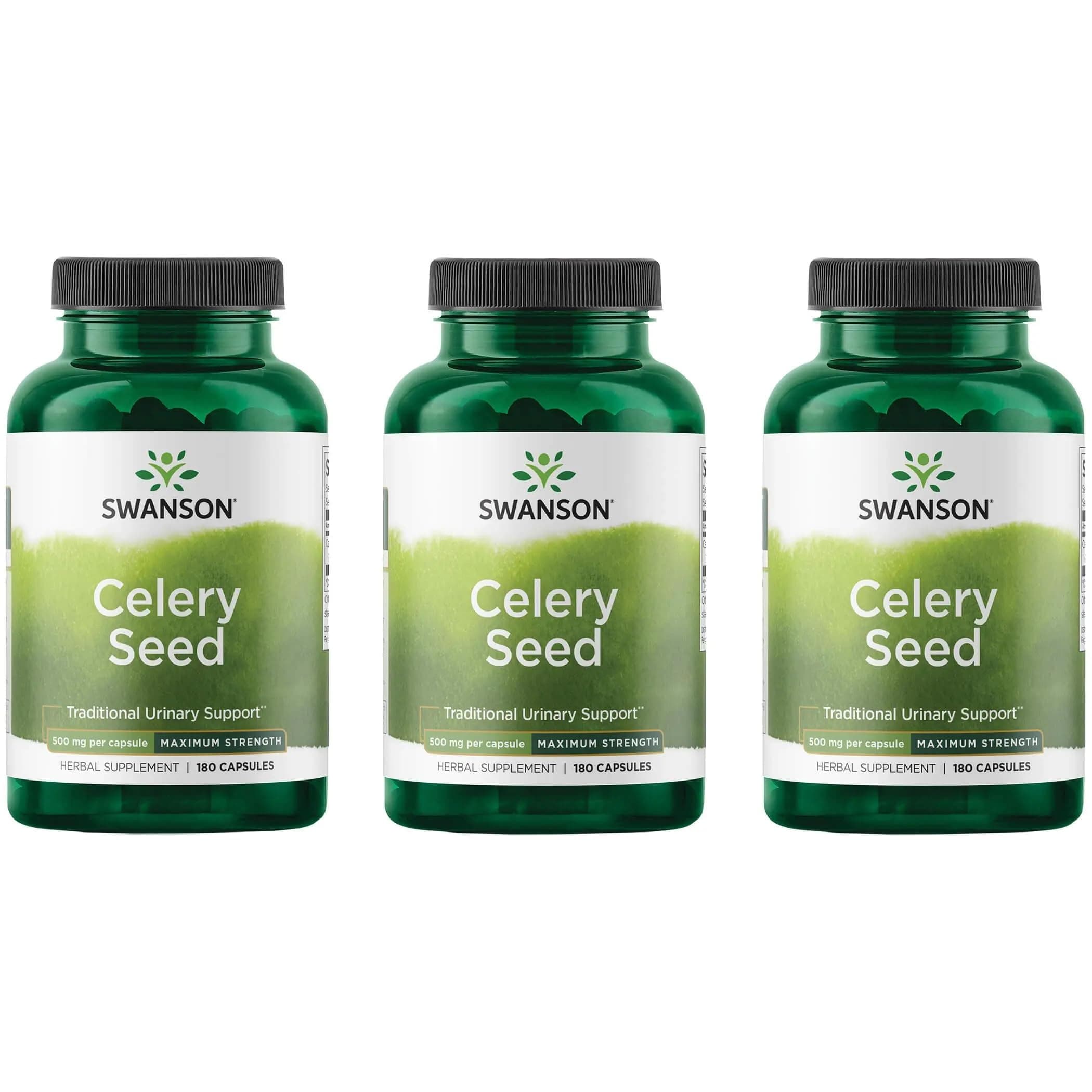 Swanson - Celery Seed Maximum Strength - Antioxidant Support (500 mg 180 Capsules) (3 Pack)