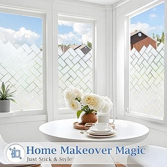 Coavas Non-Adhesive Frosted Glass Window Film & Window Privacy Film for Home & Office - Heat Control, UV & Sun Blocking, Easy DIY Installation, 45.2"x314.9" (Frosted Decal, Bathroom/Bedroom)