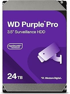 Purple Pro 24TB Smart Video 3.5" Internal Hard Drive, AllFrame AI Technology, 7200 RPM, SATA 6 GB/s, 550TB/yr, 512MB Cache