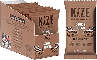 KiZE Bar, Cookie Dough, 10g Protein, Gluten Free, Dairy Free, Non-GMO, 8 Simple Ingredients