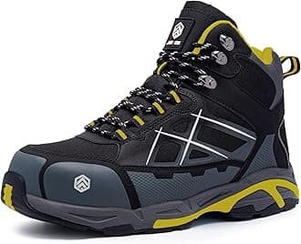 LARNMERN Steel Toe Work Boots Men,Non Slip Safety Shoes,Comfortable Industrial and Constructio Hiking Sneakers
