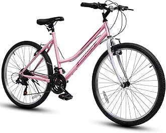 Girls Womens 24/26 Inch Mountain Bike, 21 Speed Summer Travel Gifts Bicycles, Female V-Brake Outdoor Cycling Commuting City Bike to School Work