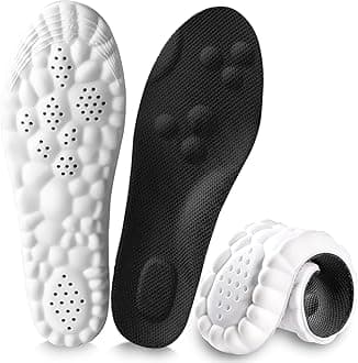 4D Cloud Insoles for Women and Kids, Arch Support Insoles, Memory Foam Insoles, Shock Absorption and Cushioning Sports Shoe Insoles (Black, XS (Men 5-6 / Women 6-7)