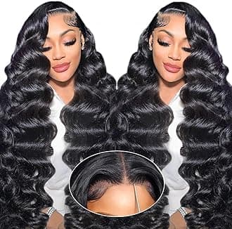 SFD 28 Inch Glueless Wigs Human Hair Pre Plucked Pre Cut 220% Density Deep Wave Lace Front Wigs Human Hair 7x5 Hd Lace Closure Wig Wear And Go Curly Wigs for Black Women (Black Loose Wave Wig)