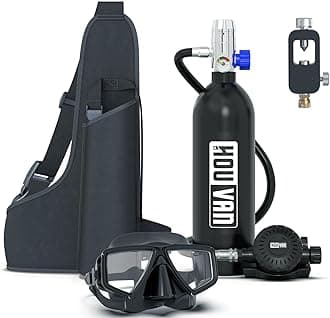H400 Mini Scuba Tank 1.0L Scuba Tank Up to 20 Minutes Underwater Breathing Portable Diving Tank with On-Off Valve Reusable Pony Bottle for Underwater Exploration Emergency/Recreation