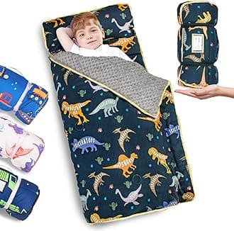 PRIMLECT Toddler Nap Mat with Pillow & Fleece Blanket - 55''*23''*2'' - Perfect for Preschool, Daycare & Sleepovers