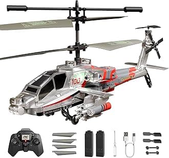 XIKOTEC RC Helicopter, Remote Control Helicopter Toy for Kids, Beginners and Adults with Altitude Hold, Gyro & LED Light, 2 Batteries & USB-C Charging, Gift for Boys Ages 8-12(Silvery)