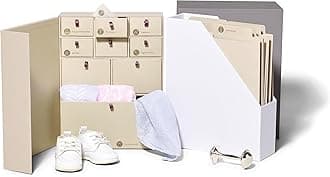 Savor I Baby Deluxe Box | Acid-Free Newborn Keepsake & Memory Organizer with 52 Labels, 9 Drawers, 8 File Folders | Gift for Pregnancy, Gift for Mom & Baby Shower, Slate, Harper Font