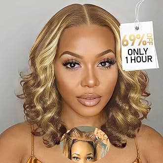 Highlight Ombre 5x5 Body Wave Bob Wig Human Hair Hd Lace Closure Wigs Glueless Bob Wig For Black Women Wear And Go Glueless Human Hair 200% Density Closure Wig 12 Inch