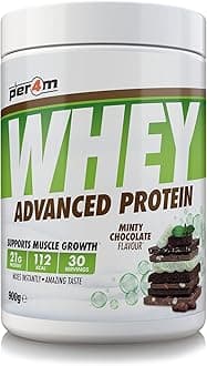 Per4m Whey Protein Powder | High Protein Shake for Muscle Growth & Recovery | Low Sugar Gym Supplement | Sports Nutrition Drink + Amino Acids (900g, Minty Chocolate)