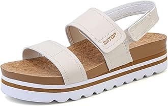 ziitopPlatform Sandals for Women Orthopedic Sandals Ladies Wedge Wide Fit Cork Footbed Adjustable Strappy Open Toe Chunky Beach Summer Shoes