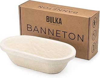 Bulka Small Oval 500g Banneton Bread Proofing Basket Pressed Wood Pulp Brotform - Plane Non-Stick Batard Sourdough Banneton Basket, Made in Germany.
