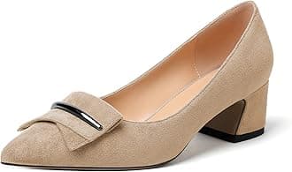 Women Block Heel Pumps Pointed Toe Mid Heels 2'' Block Heels Elegant Wedding, Party, Dress Shoes