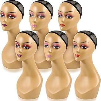 Leinuosen 2 Female Realistic Mannequin Head for Wigs 19" Lifelike Plastic Manikin Head Display Heads for Sunglasses Earrings Jewelry Display, Beauty Accessories (Brown)