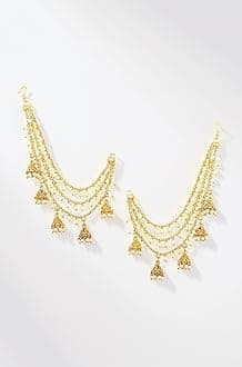 Shining Diva Fashion Latest Trendy Stylish Ear Chain Earrings for Women | Traditional 18k Gold Plated Wedding Party Jewellery | Bahubali Inspired Kan Chain Jhumki Earrings