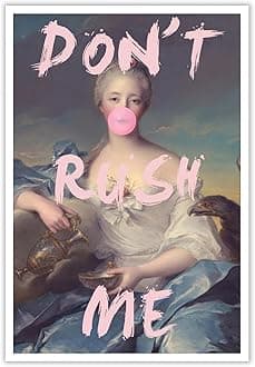 BFADMN Don'T Rush Me Wall Art Victorian Decor Poster Retro Graffiti Bubble Gum Canvas Wall Art Elegant Girly Pink Funky Wall Decor Prints For Gallery Girl Funky Room Decor 16x24in Unframed