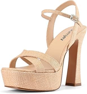 Platform Heels for Women Chunky High Heel Sandals with Ankle Strap, Open Toe Dress Shoes for Work Party Evening Wedding
