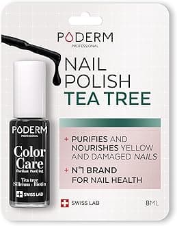 - PODERM Nail Polish – Enriched with Tea Tree & Biotin – Improves Nail Appearance – Vegan Formula – For Hands & Feet – Swiss Made (Jet Black)