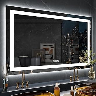 LOAAO 72X32 Inch RGB LED Bathroom Mirror with Lights, Anti-Fog, Dimmable Lighted Bathroom Vanity Mirror, Colorful Multiple Light Modes, RGB Backlit + Front Light, Memory Function