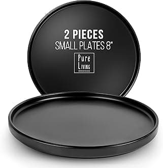 Small Dinner Plates Set of 2, 7.5" Stoneware Plates, Stylish Salad Plates, Dessert Plates Ceramic, Dishwasher and Microwave Safe Matte Black Ceramic Plates, Appetizer Plates, Ceramic Plate Set