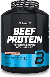 Beef Protein, 87% Hydrolysed Protein Peptide Formula, Lactose & Gluten-Free, Low-Fat, Sugar-Free, Paleo Diet-Friendly, 1816g, Strawberry
