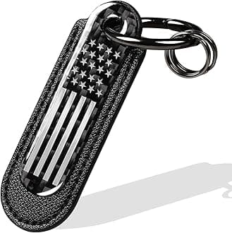 Carbon Fiber Leather Set Car Keychain, Black, Universal