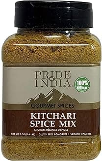 Kitchari Spice Mix 7 oz | Authentic Indian Seasoning for Khichdi, Dal, Lentil Soup, Stew & Rice Dishes | Warm Aromatic Spice Blend for Everyday Cooking | Reusable Dual Sifter Jar