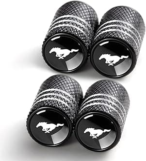 Tire Valve Stem Cap Cover for Ford Mustang Belt O-Ring Seal Corrosion Resistant,Tire Valve Stem Air Cap 4 Pack Black…
