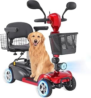 4 Wheel Mobility Scooter for Seniors&Adults - Up to 30 Miles Range,Foldable Powered Electric Wheelchair Device w/600WH Battery,Only 58 lb Weight, Dual Basket, 300 lb Capacity(FSA/HSA Eligible)