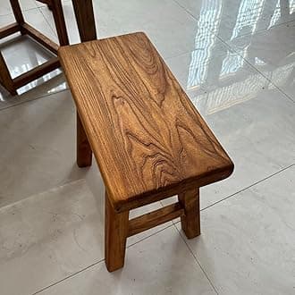 Farmhouse Indoor Wooden Living room Dining Bench, Asian Natural Wood Kitchen Entryway Bench with Armless Design and Short Height, Solid Wood Shoe Bench Entryway Benches，Brown(50*26*45cm/19.7*10.2*17.7