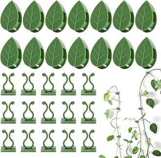 100 Pcs Plant Climbing Wall Fixture Clips Self-Adhesive Hook Vines Traction Clips Invisible Holder Garden Green Leaf Simulation Self-Adhesive Hook Wire Fixing Supporting