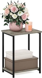 Simplistic Metal Frame End Table, 1-Pack, French Oak