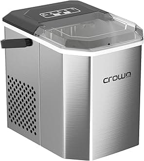 Crownline Portable Ice Maker Countertop, Ice Maker Machine with Handle, Scoop and Basket, 12kg/Day, 9 Bullet Ice Cubes in 6 Mins, 2 Cube Sizes (S/L), Ideal for Home, Kitchen, Bar, Party | IM-411