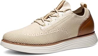 Bruno Marc Men's MaxFlex Dress Sneakers Oxfords Casual Wingtip Brogue Shoes, Beige Mesh, 8.5