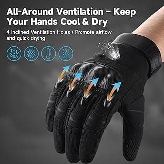 Cierto Motorcycle Gloves for Men and Women: Touch Screen Tactical Gloves with Full Finger Breathable Hard Knuckle & Adjustable Wrist for BMX ATV MTB Riding, Motocross, Road Racing, Cycling, Climbing