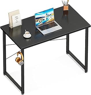 ODK 32 Inches Small Desk for Home Office, Computer Study Table for Small Spaces, Writing Desk with Headphone Hooks, Black