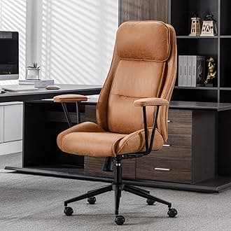 BOWTHY Ergonomic Home Office Desk Chair with Lumbar Support,Modern Reclining Office Chair,High Back Swivel Rolling Task Computer Executive Chair,Comfy Conference Room Chairs Brown,330lbs