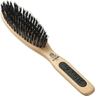 Kent PF05 Narrow Oval Hair Brush, Pure Boar Bristle and Wood for Shaping, Straightening and Grooming Brush for Revitalizing Short to Medium Length